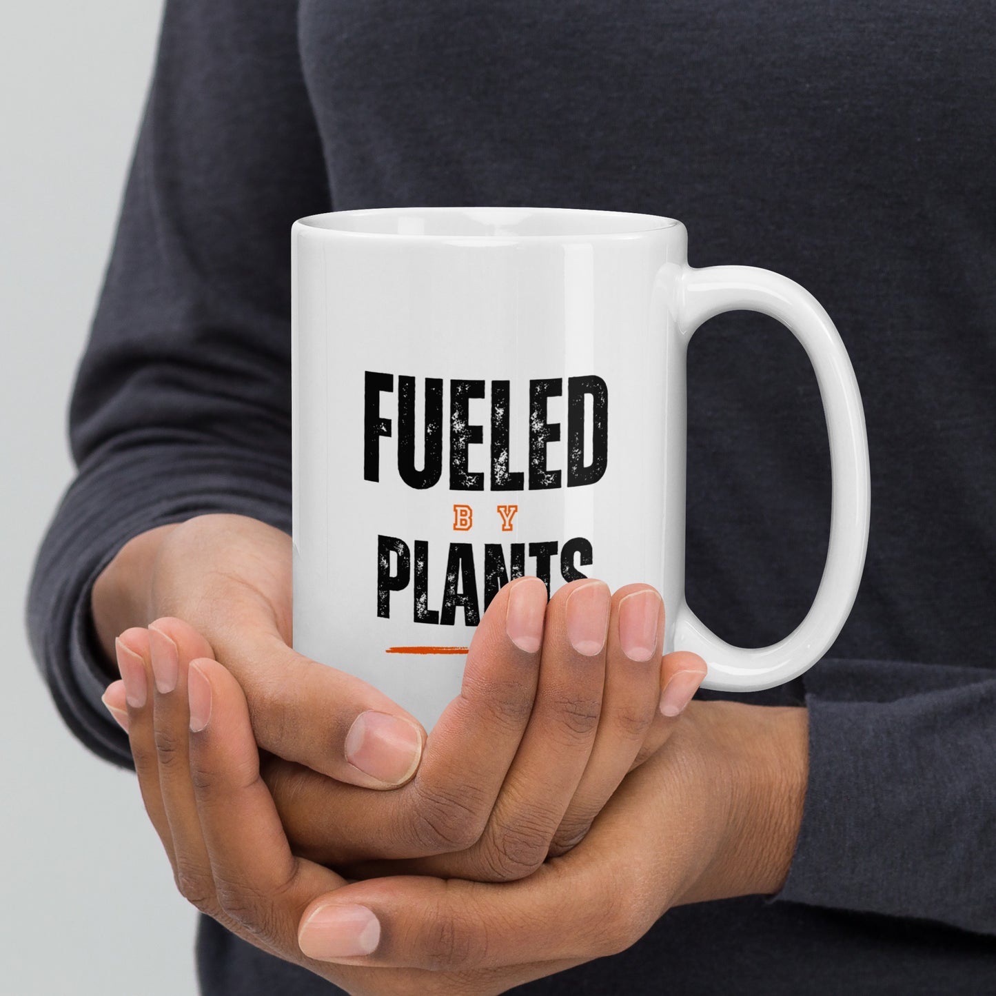 "Fueled By Plants" White glossy mug