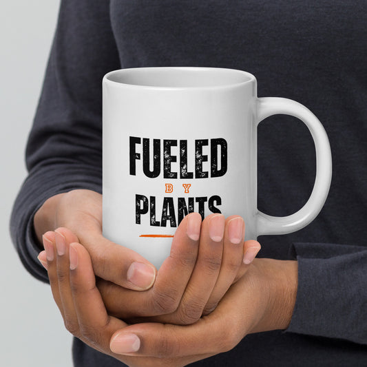 "Fueled By Plants" White glossy mug